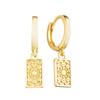 925 Silver Needle Square Pendant Hoop Earrings Vintage Gold Earrings For Women Shell Pendant Earring Fashion Jewelry Accessories