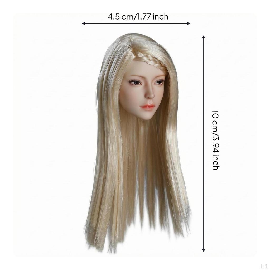1/6 Scale Female Head Sculpts Customizable Rooted Hair Figure