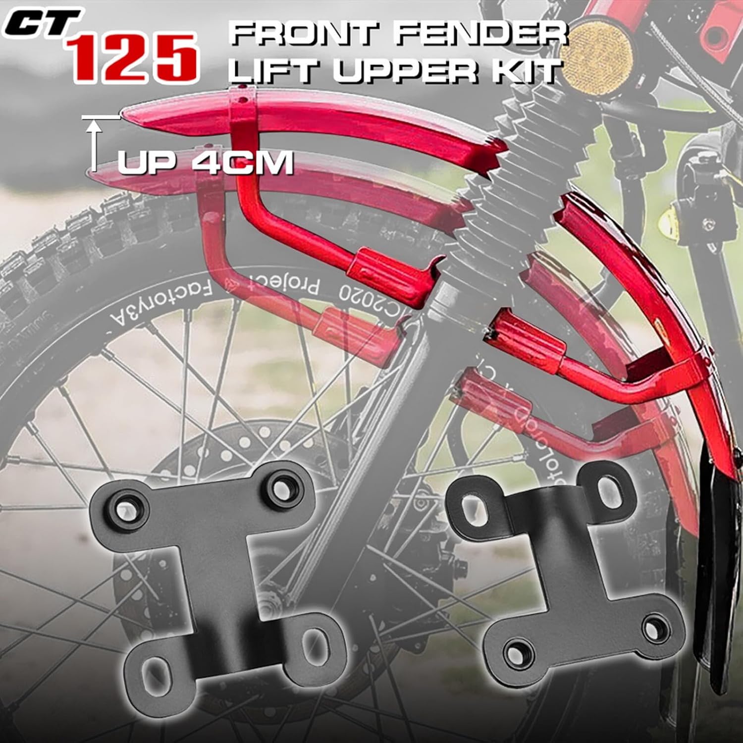 

Steel Adjustable Front Fender Mudguard Lift Riser 4CM Bracket Kit for Ho&nda Hunter Cub CT125 Accessories,for Trail 125 Front Mudguards Lift Rising