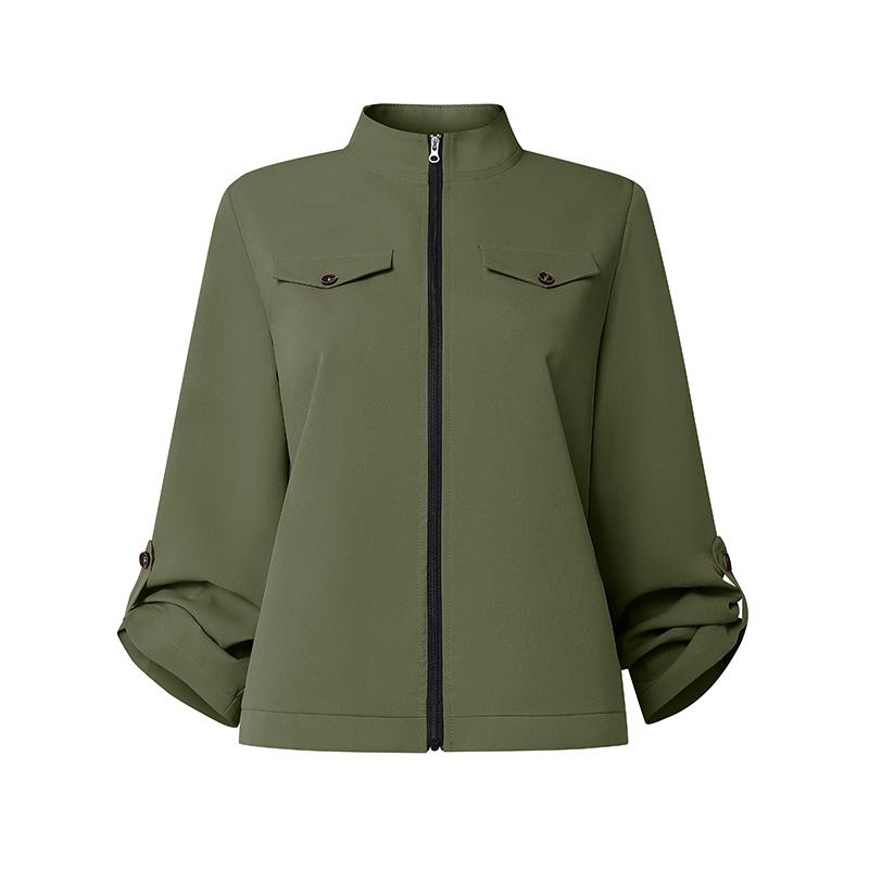 ZANZEA Women Casual Stand Collar Long Sleeve Zipper Blouse 5XL зелёный