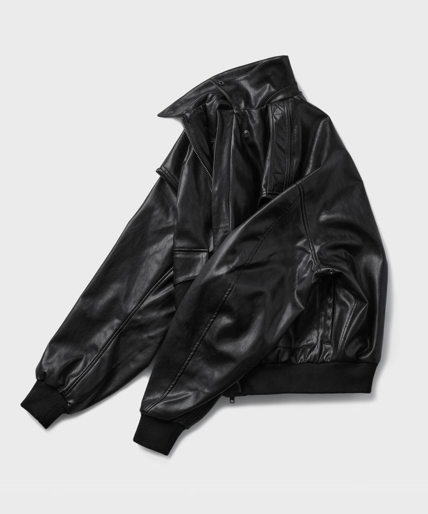 Branded Fake Leather A-2 Jacket [Black]