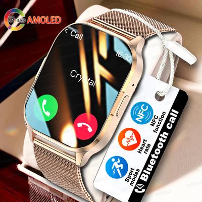 Dámské chytré hodinky 2,01palcový AMOLED displej Bluetooth volání NFC sportovní hodinky krevní tlak hudba dámské chytré hodinky pro Huawei Xiaomi
