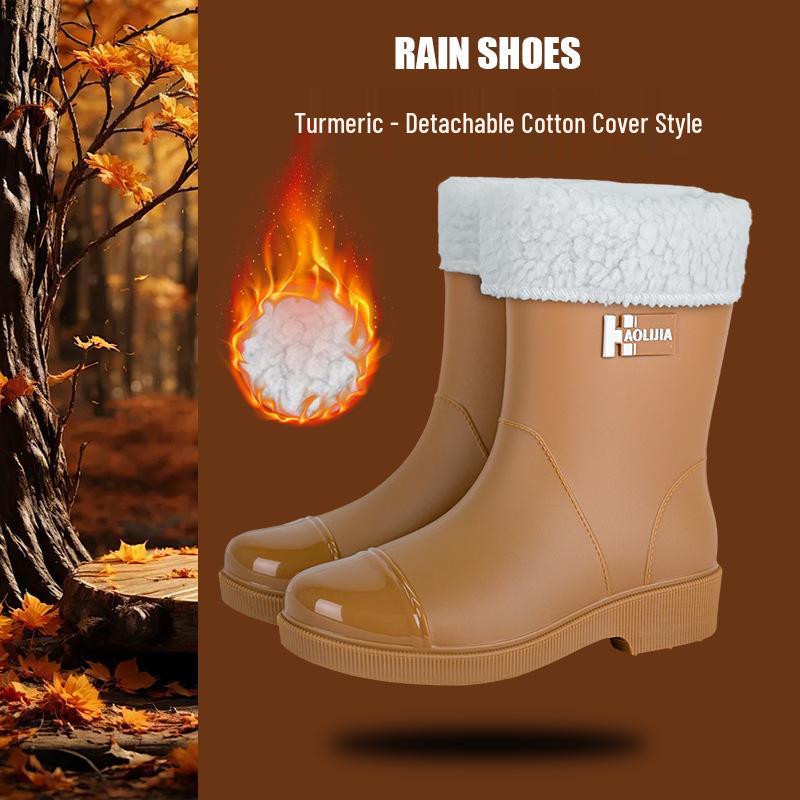 Women's Eco-friendly Mid-Calf PVC Rain Boots - Non-slip Rubber for Outdoor & Kitchen Use.