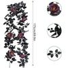 Artificial Black Rose Vine For Halloween Decor Vintage Faux Flowers Decor Red Berries Plant Garland For Outdoor Home Wall Decor