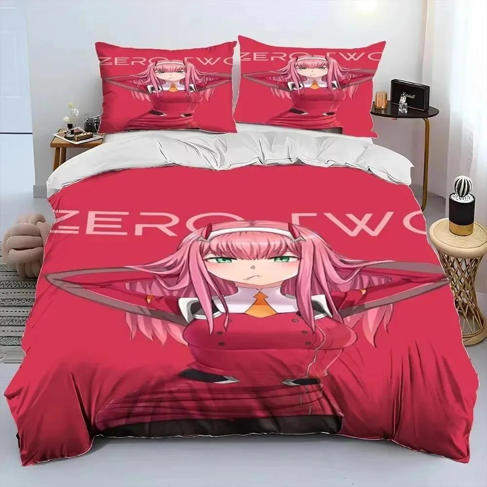 Zero Two DARLING In The FRANXX Cartoon Bedding Set Bedroom Soft Modern Bedspreads Comefortable Duvet Cover Quilt Pillowcase