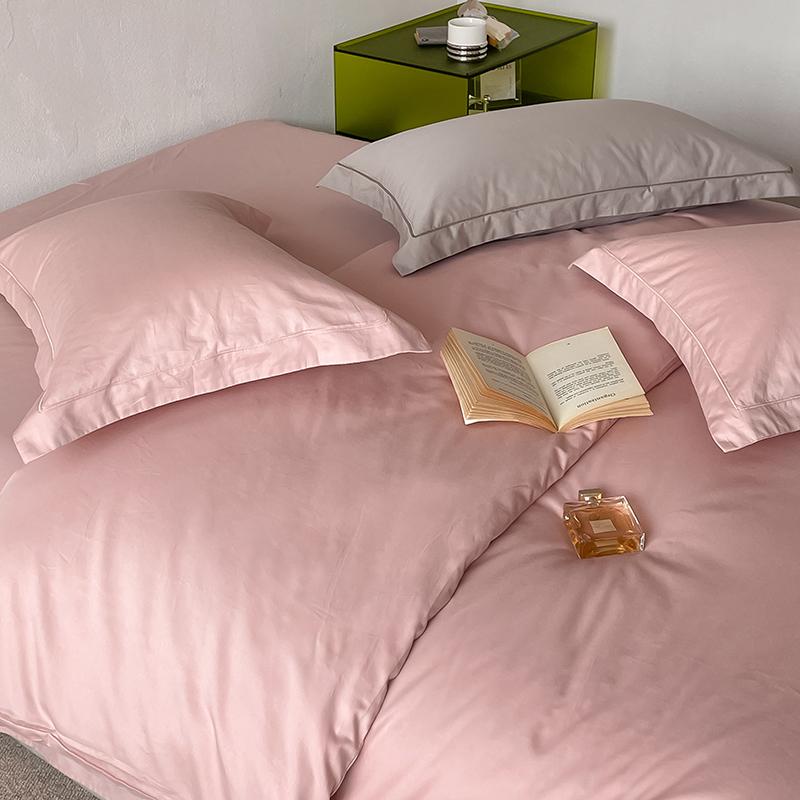 Solid Simple 100% Long-staple Cotton Bedding Set New Soft Skin-friendly Queen Duvet Cover Set with Sheet Quilt Cover Pillowcases