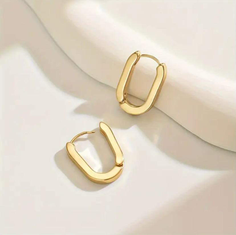 Gold U-Shaped Earrings - Popular Simple Design In Europe and America