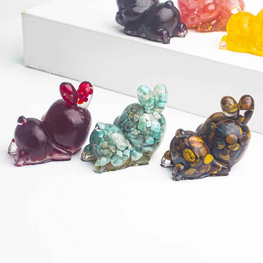 Crystal Rabbit Figurine Gift For Home Office Decor With Natural Gemstone Material
