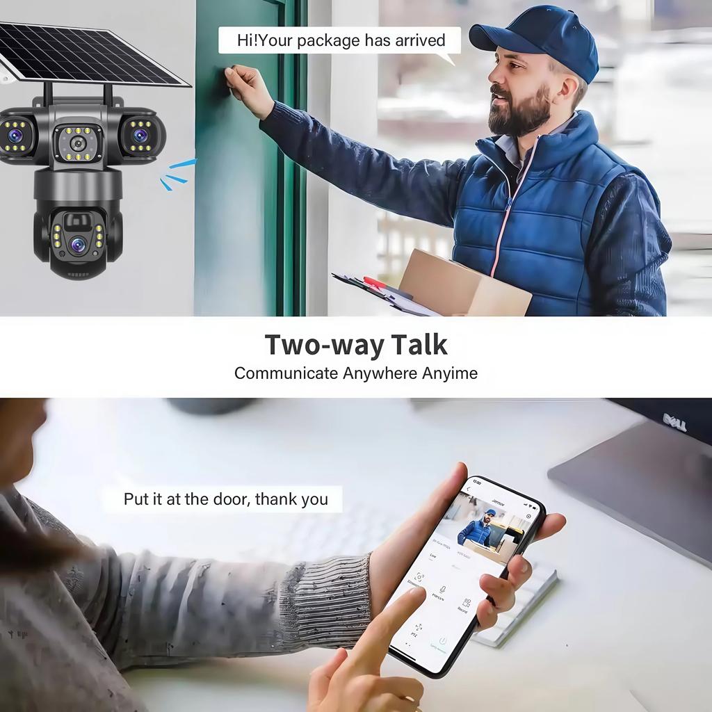 LS VISION 3 Objektiv 4G Solarkamera 15MP HD Sicherheits-CCTV IP66 Wasserdicht Nachtsicht Zwei-Wege-Audio Kamera Mobile Verfolgung IP-Kameras V380