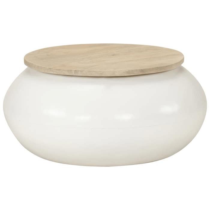 VidaXL Coffee Table, Round Side Table with Base, End Table, Living Room Furniture, White Wood 352052