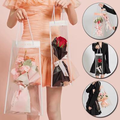 10pcs New Transparent Bouquet Gift Bag Party Supplies Decoration Flowers Wrapping Bag With Handle Birthday Gift Bag Gift