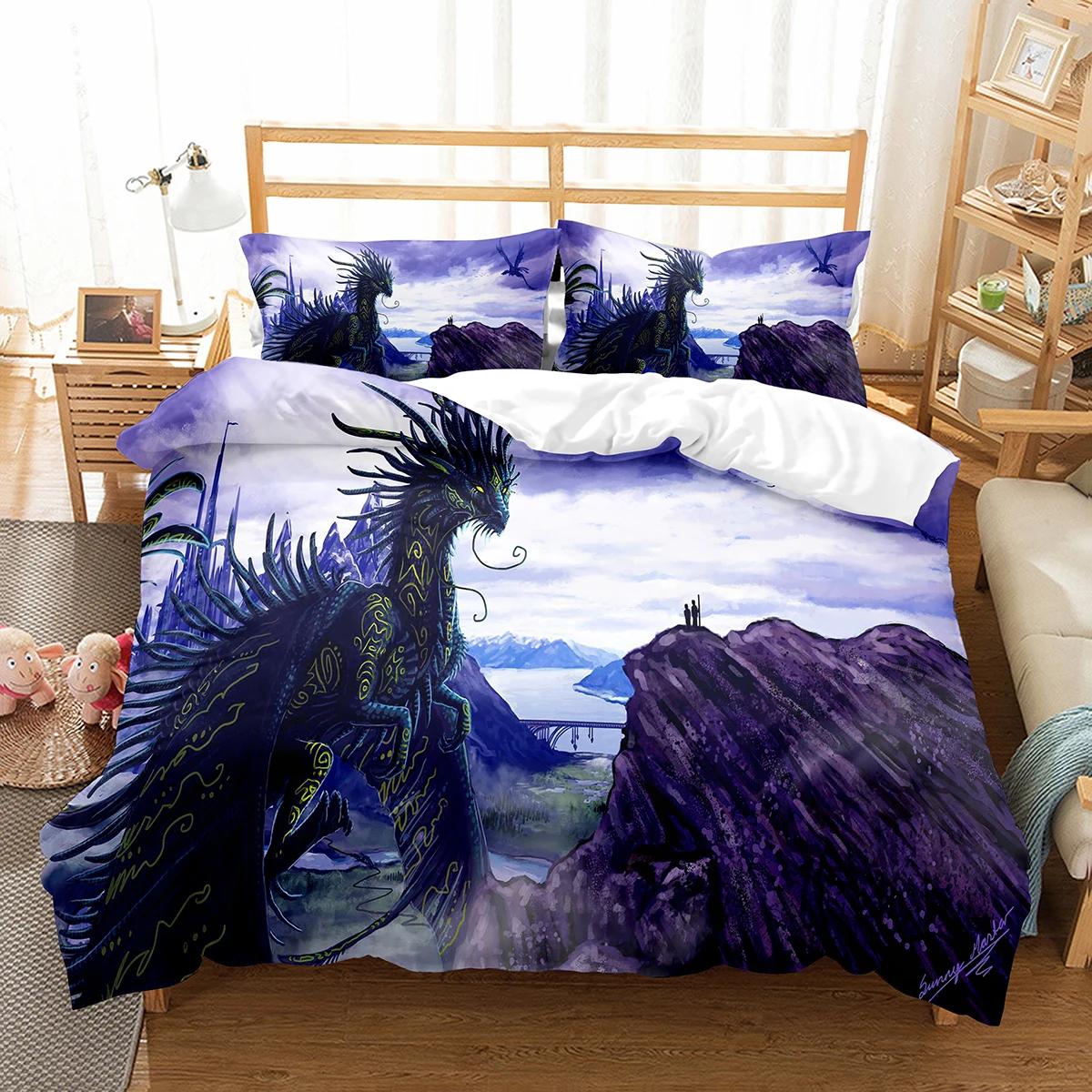 

Comforter Watercolor Dragon Chic Ancient Animal Jungle Animals Dragon For Boys Children Teens Bedroom Decoration Blue Whiter Comforter (quilt)-EU Single(135*200cm)3pcs