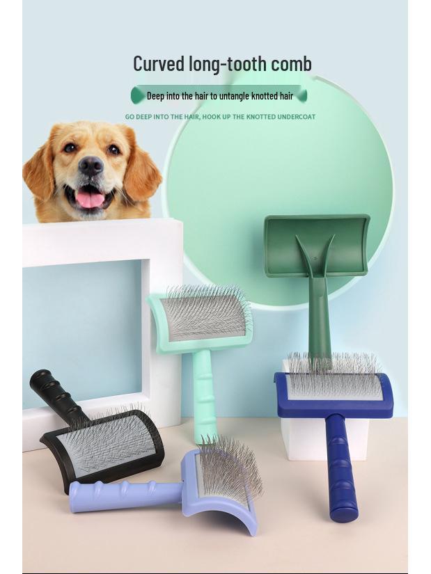 Pet Deshedding Needle Comb for Dogs & Cats - Grooming Brush & Rake