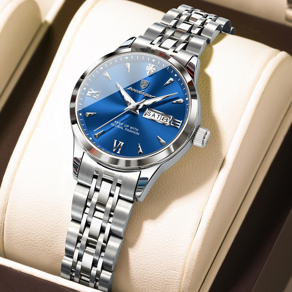 504 Luxury Alloy Case Stainless Steel Strap Waterproof Luminous Lady Watch
