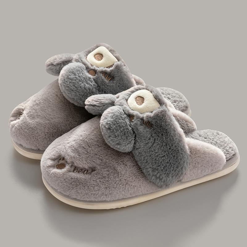 Cotton slippers women keep warm in autumn and winter cute little white rabbit hair plush confinement shoes bag and cotton mop household winter