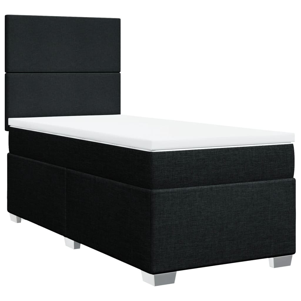 Box Spring Bed with Mattress Black 100x200 cm Fabric