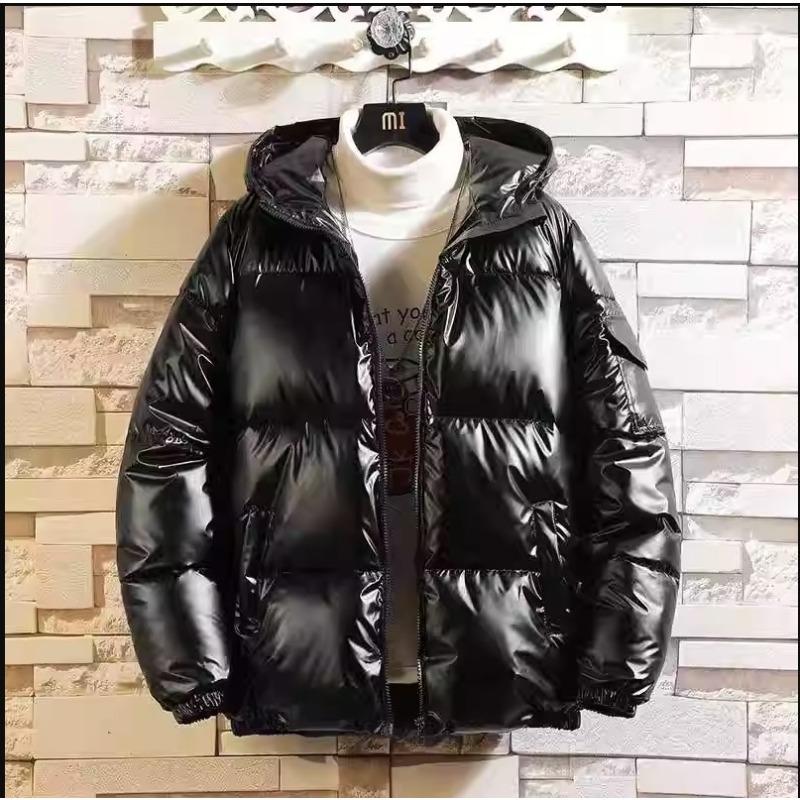 Moda Invernale Abiti di Cotone Spessi con Cappuccio Larghi Lucidi da Uomo Stile Hong Kong Larghi Casual Abiti di Cotone a Panino Abiti di Cotone Uomo
