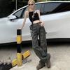 YC & American Vintage High Street Loose Straight Wide Leg Tooling Camouflage Jeans Women's Trend ins & Trousers Extended