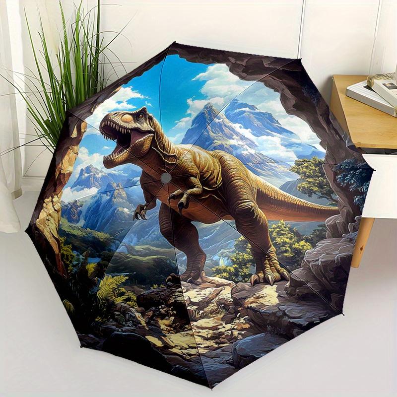 

Dinosaur-Themed Automatic Folding Umbrella with 8 Ribs, Windproof, Plastic Handle - Stylish Portable Sunshade for Outdoor Adve (as the picture,Iron&8K)
