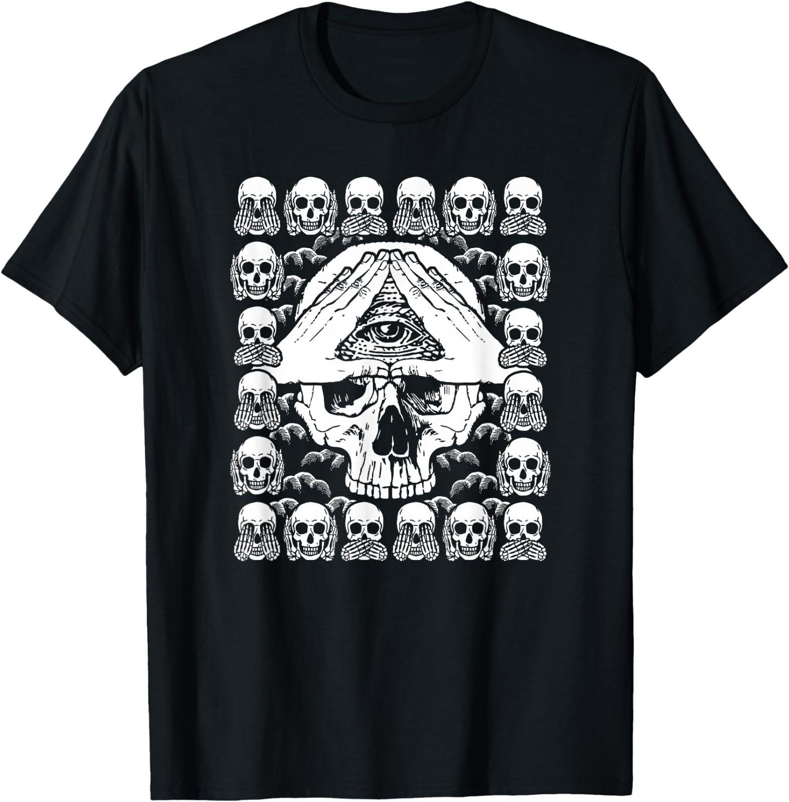 See no, Hear No, Speak no, All Seeing Eye Skull T-Shirt XL
