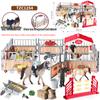 Oenux Farm Model Rider House Horse Stable Equestrian Fencing Action Figures Animals Set Figurine Early Education Kid Toy Gift