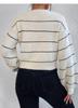 Women's Striped Crew Neck Sweater - Loose Knitwear, Long Sleeve Pullover for Autumn/Winter