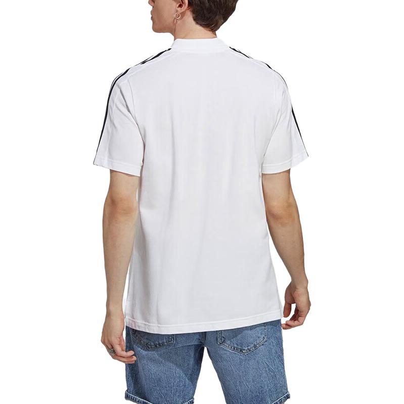 adidas Męska koszulka polo z haftowanym logo, z krótkim rękawem i połową guzika, Biała IC9312