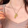 ANENJERY Gold Geometric Zircon Beast Pixiu Pendant Necklace for Women Niche Trend Unique Light Luxury Exquisite Sweater Chain Jewelry Gift