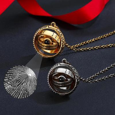 Openable Astronomical Ball Necklace 100 Language I Love You Projection Pendant Choker Necklace Men Women Valentine's Day Gifts