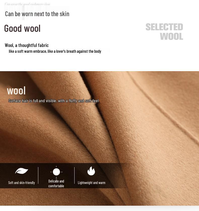 2024 Autumn/Winter Double-Faced Cashmere Women's Mid-Length Slim Wool Coat for Petites