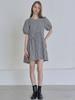 Avang Check Puff Shirring Mini Dress - Black