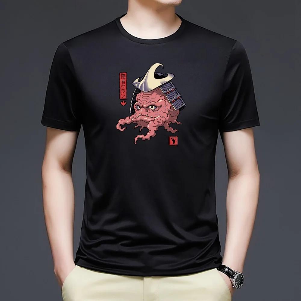 

Summer Short Sleeve Cute Print Clothing Men s Round Neck T-Shirt Harajuku Tees Slim Soft Pullover Hip Hop Streetwear Top XXXXXL чёрный