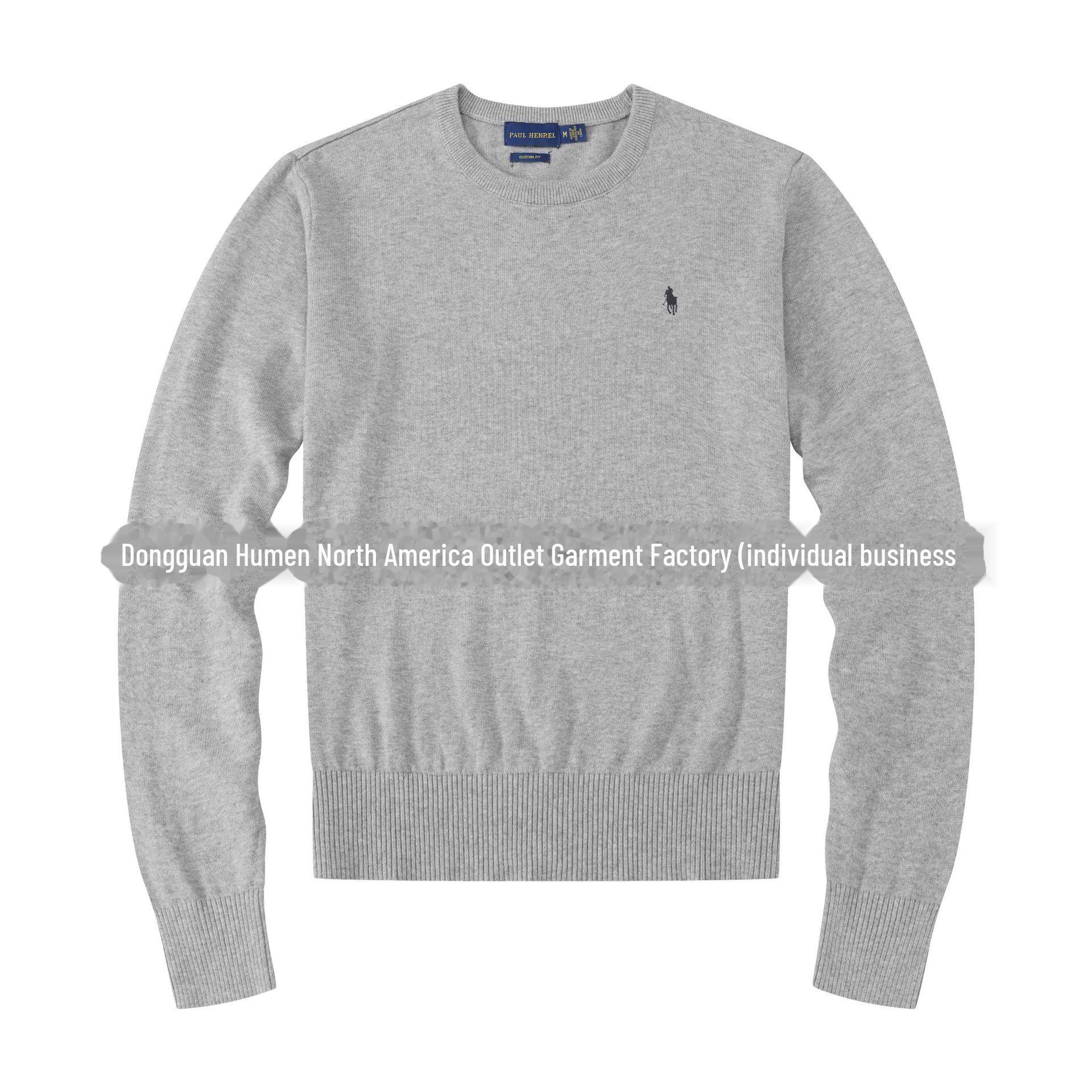 

Осенне-зимний мужской повседневный тонкий свитер из хлопка с круглым вырезом и логотипом RL Pony L серый