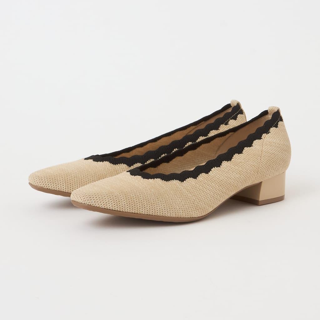 Pantofi Kumu cu toc mic, plați 122215200012 [Diana], bej, 24,0 cm,