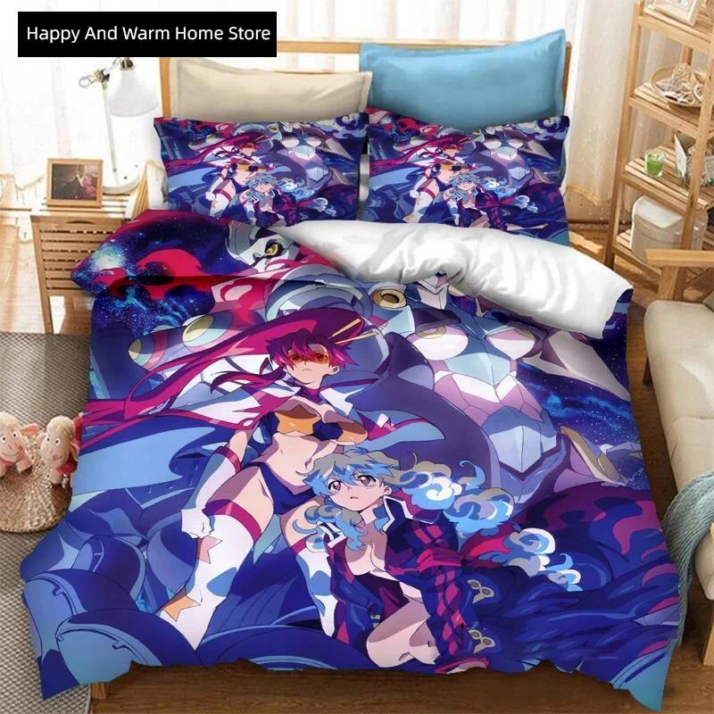 3D Printed Anime Tengen Topa Guren Lagan Soft Duvet Cover Beding Set Double Twin Ful Quen King Adult People Boy Bedclothes Comfortable Quilt Cover