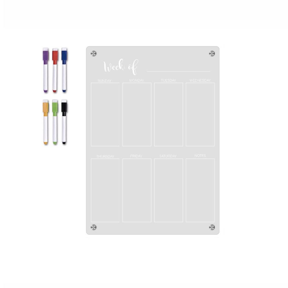 6 Markers Acrylic Erase Boards Clear Planning Note Board Premium Monthly Calendar Memo  School