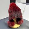 Mink Hair Women Hat Winter Thickened Warm Ear Protection Mink Woven Hat Fur Fox Ball Hat