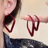 Ankola Red Circle Ear Buckle Retro Hong Kong Style Red Drop Glaze Earrings Niche Simple Earrings