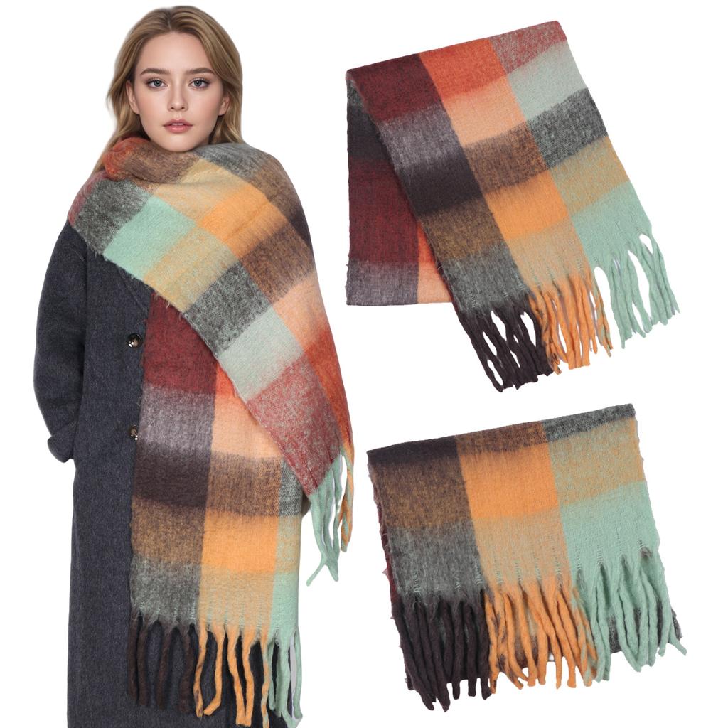 Winter Cashmere Scarf Student Neck Thick Warm Shawl For Women Couple Tassel Bufanda Blanket Pashmina Wraps Long Plaid Poncho