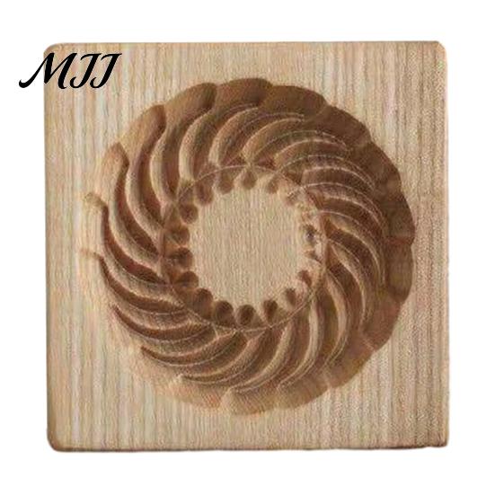 Easy Clean Dough Decorating Tools Wood Cookie Cutter Mold, Round Gingerbread Biscuit Stamp for Professional Pastry Shaping DIY Baking, Cake