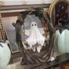 1 Pcs Funny Halloween White Ghost Swing Decorations Indoor and Outdoor Hanging White Ghost Sculptures for Tabletop Centerpiece