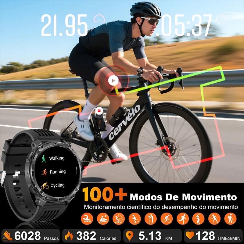 New Outdoor Smart Watch 1.7 ” 1100mAh Large Battery IP68 Waterproof LED Flashlight Bluetooth Call Sports Men Fitness Bracel