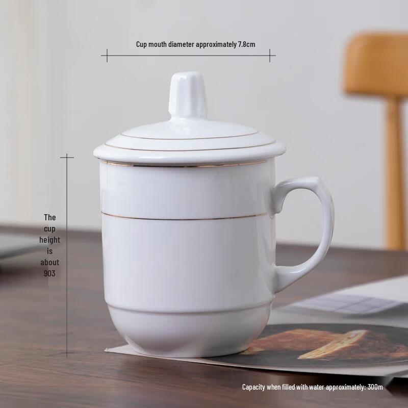 HANDUNYOU 300ml Double Gold Rim Glass Mug