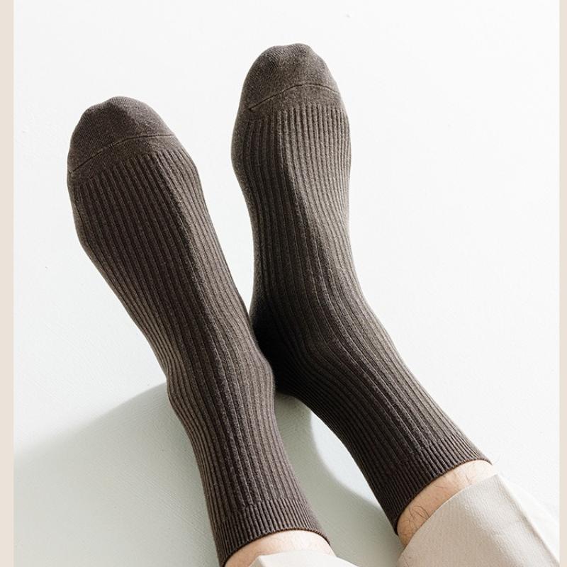 5Pairs Cotton Snow Socks Autumn Winter Middle Tube Thick Vertical Straight Board Plush Warmth Floor Sock