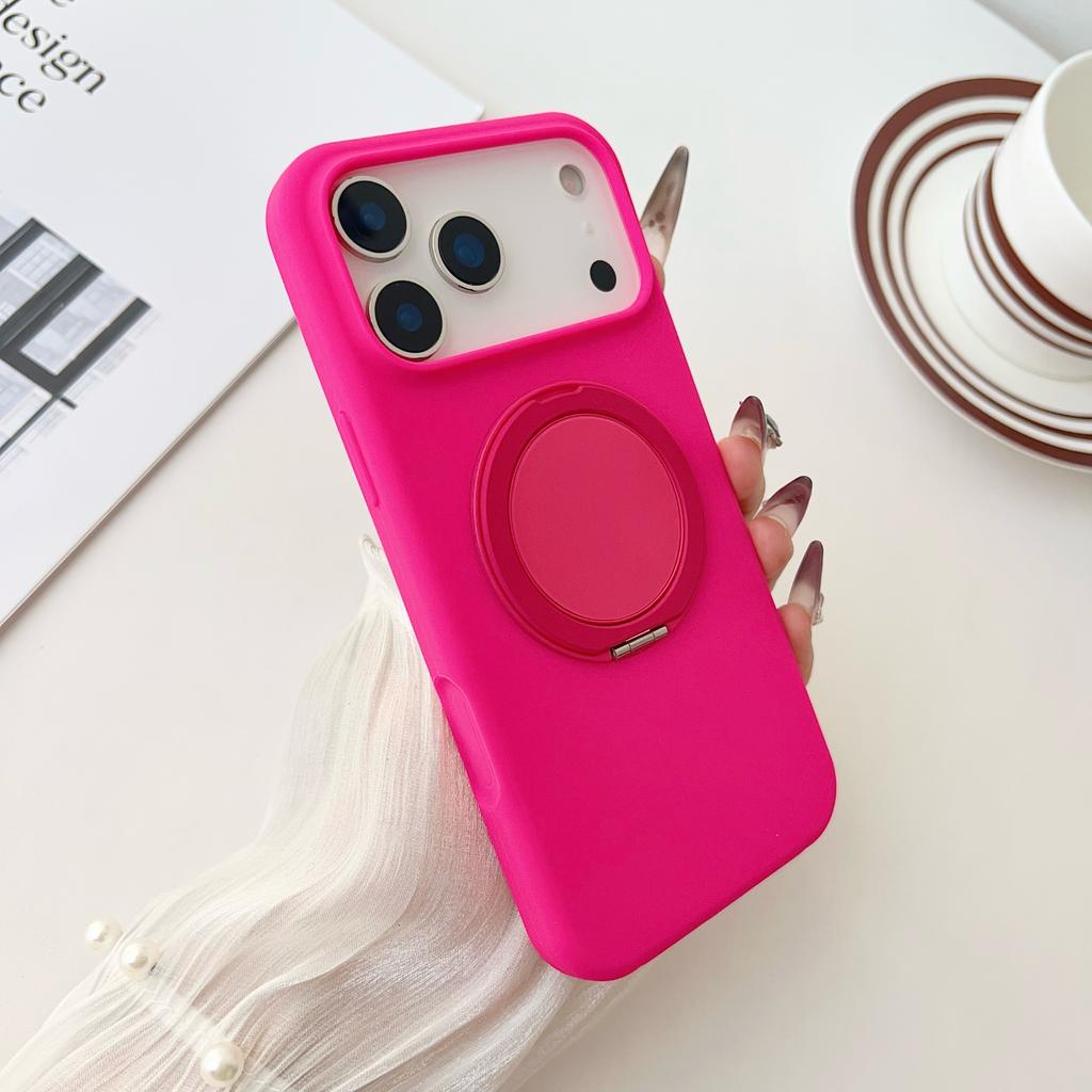 Custodia in Silicone Liquido Lussuosa con Supporto ad Anello Rotante a 360° per iPhone 17 Air 16 E 15 14 Plus 13 12 Pro Max Copertura con Supporto