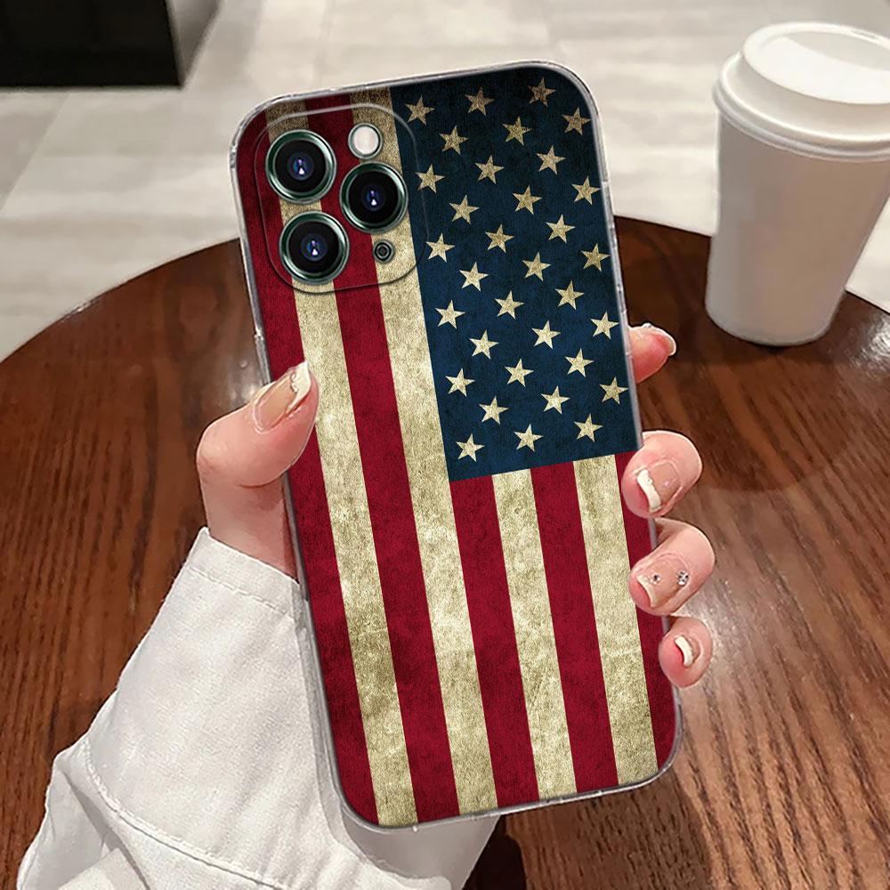 American USA Flag Five-pointed Star Case For Apple iPhone 17 16 15 14 13 12 11 Pro Max 16 Plus 16E 17Air 17Pro Phone Cover Funda