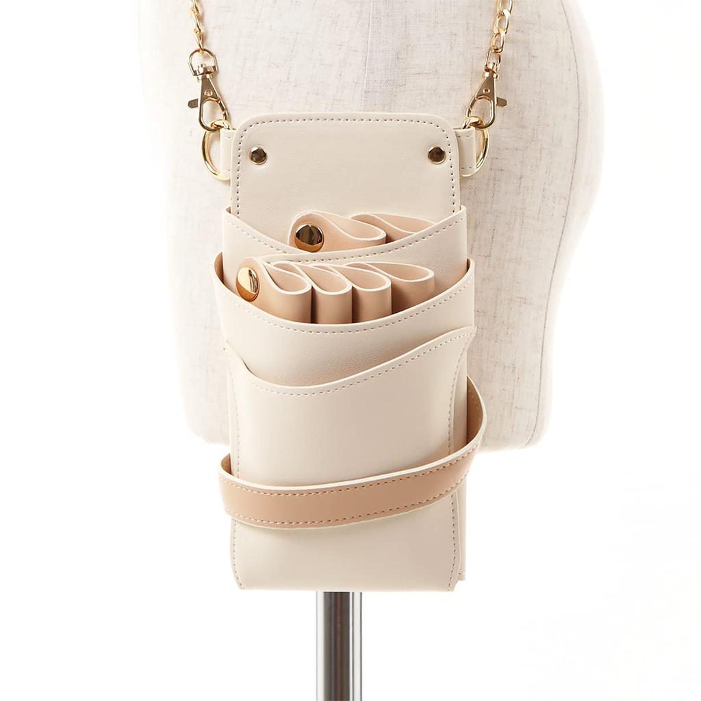 DEEDS Luxury Style Sienna Scissor Case with Ivory X Pink Holds Scissors Chain, Beige, 4-6