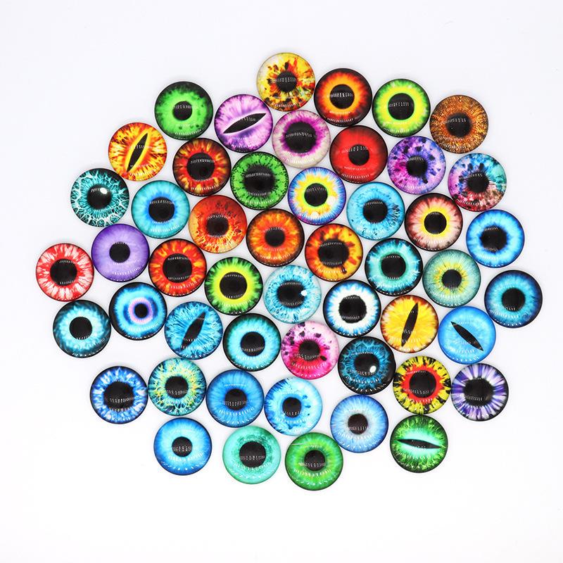 50Pcs 681012Mm Doll Glass Eye Round Dragon Cat Eyes In Pairs Flatback Cabochons Decoration Keychain Diy Accessories