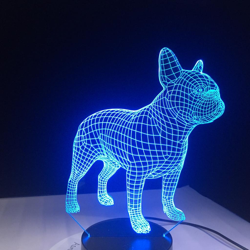 Factory Dropshipping ODM Rechargeable Touch Switch Dog Arylic Panel Box Table Night Lamp  16 Colors Change 3D LED Light