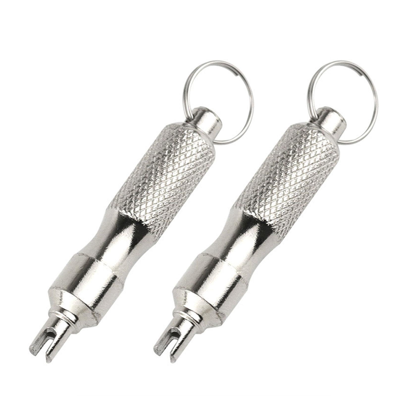 

2Pcs Stainless Steel Tire Valve Wrench with Keyring Tire Repair Screwdriver Bike Tire Repair Tools for Car Motorcycle